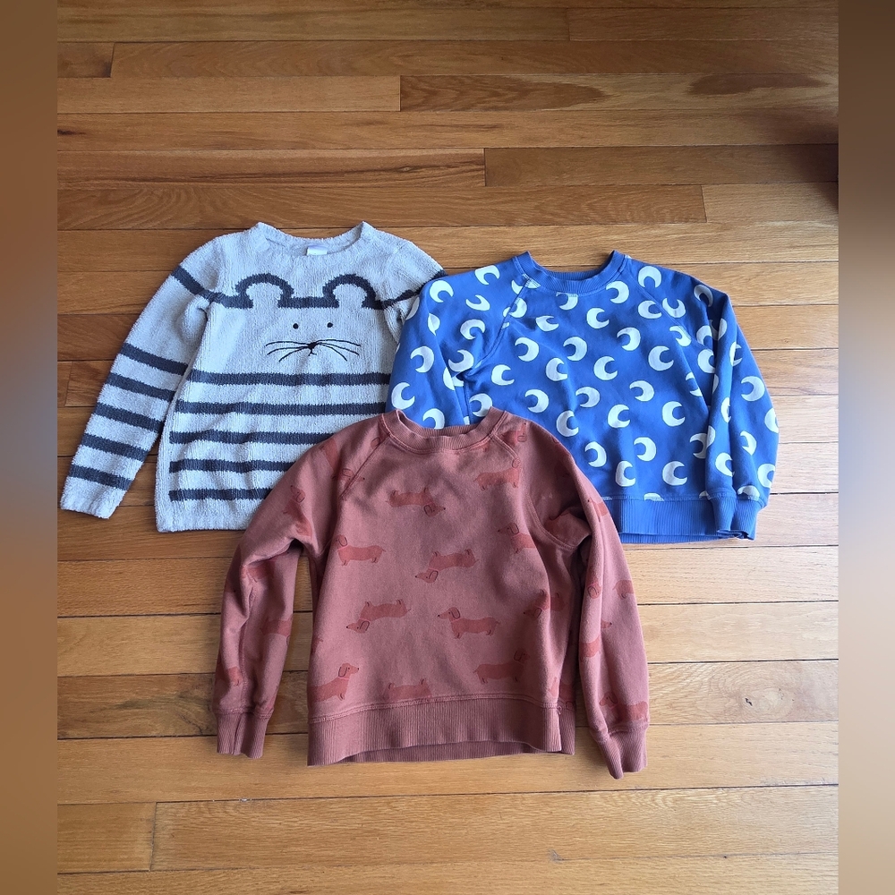 Hanna Andersson Set of Three Kids' Sweaters - Mouse, Moon, and Dachshund Design